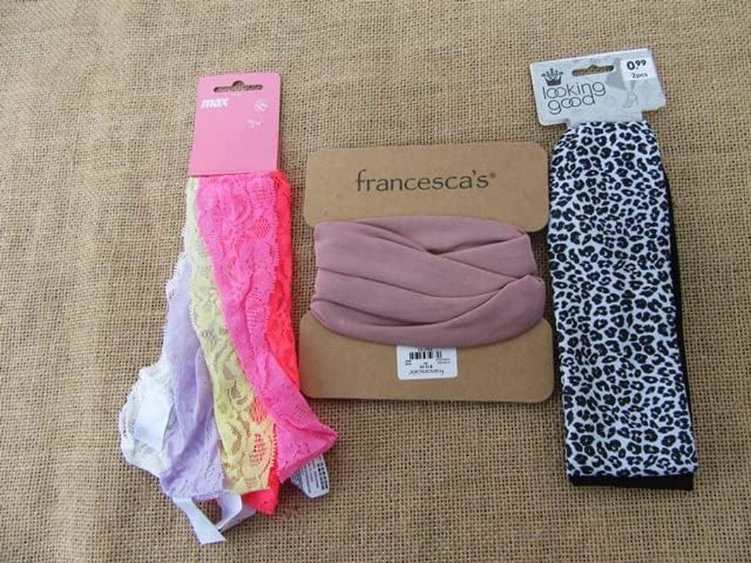 12Sheets Fabric Elastic Wide Head Band Assorted image number 3