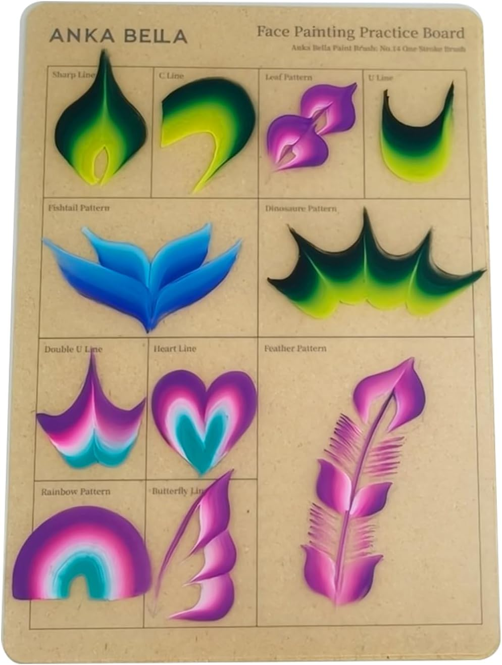 Anka Bella Reusable Face Paint Practice Board,7Pcs Face Painting Practice Sheet with Various Patterns,One Stroke Excersize Template A4 Size image number 5