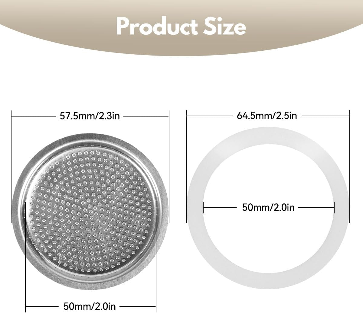 Stainless Steel Moka Pot 4 Cup Filter Screen and Replacement Silicone Gasket Seals Set for Stovetop Espresso Coffee Makers image number 1