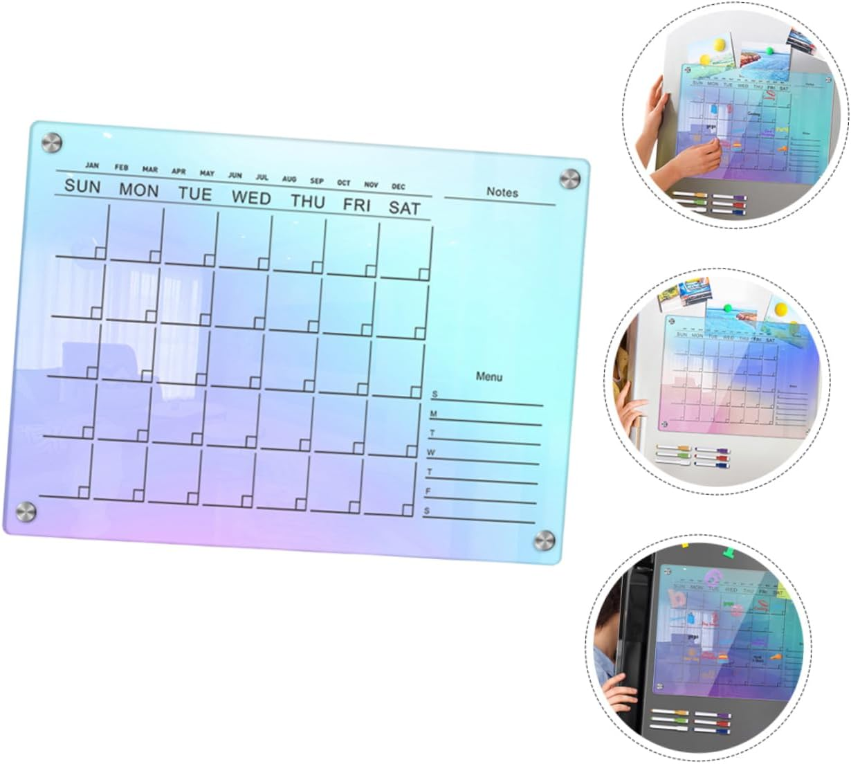 STOBOK Sturdy Acrylic Magnetic Fridge Calendar Dry Erase Board Wall Fridge Accessory image number 1