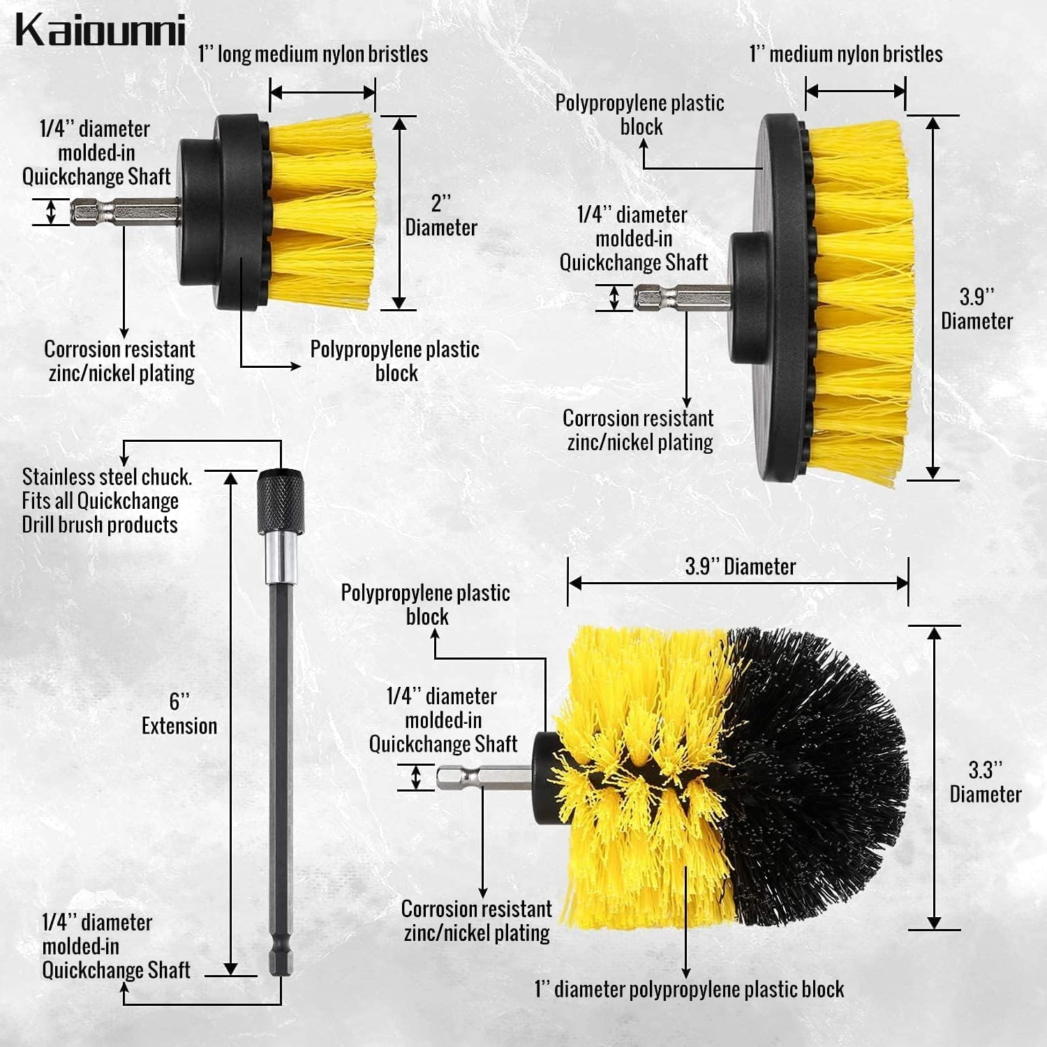 4 Piece Drill Brush Attachment Set, Includes Scrub Daddy & Scrub Mummy Pads, All Purpose Power Scrubber Cleaning Brush Kit with Extend Long Attachment for Grout, Tiles, Tub, and Car Surfaces image number 6