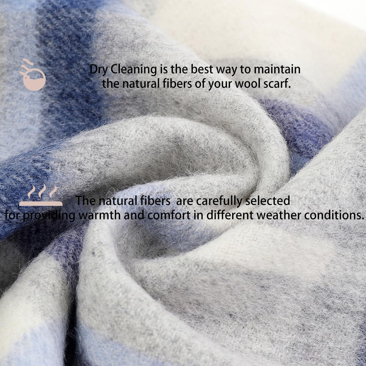 WAMSOFT Wool Winter Scarf Plaid Scarf Soft Warm Tartan Checkered Striped Fashion Scarf Classic for Women Men Scarves - Black/Gray image number 7