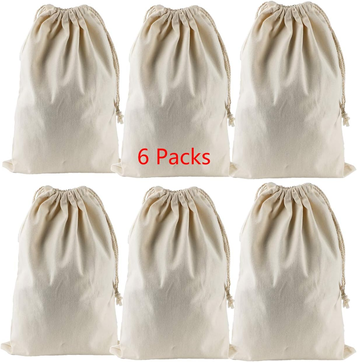 Lanyani 6 Packs Bank Coin Money Cash Bag Sacks, 12" X 17" Canvas Deposit Change Transit Bags with Drawstring, Heavy Duty - Natural image number 5