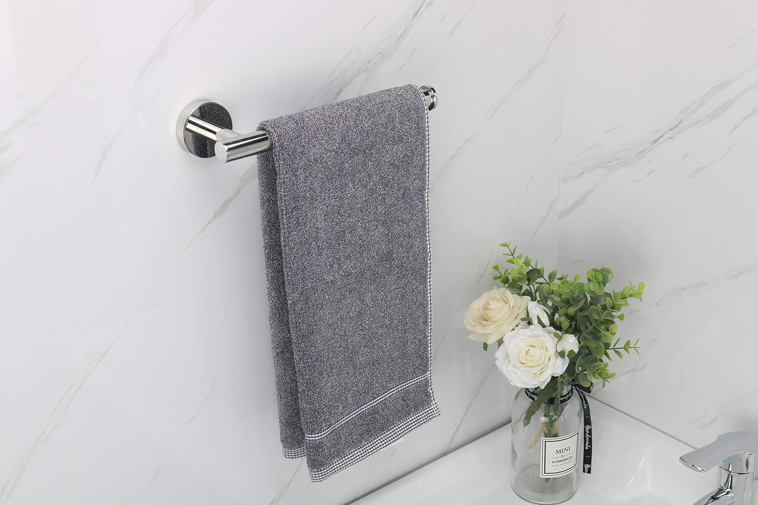 Tocten Hand Towel Holder/Towel Ring - Thicken SUS304 Stainless Steel Bathroom Hand Towel Bar, 9Inch Heavy Duty Wall Mounted Towel Rack Hanger (Polished Chrome) - Black Gold image number 3