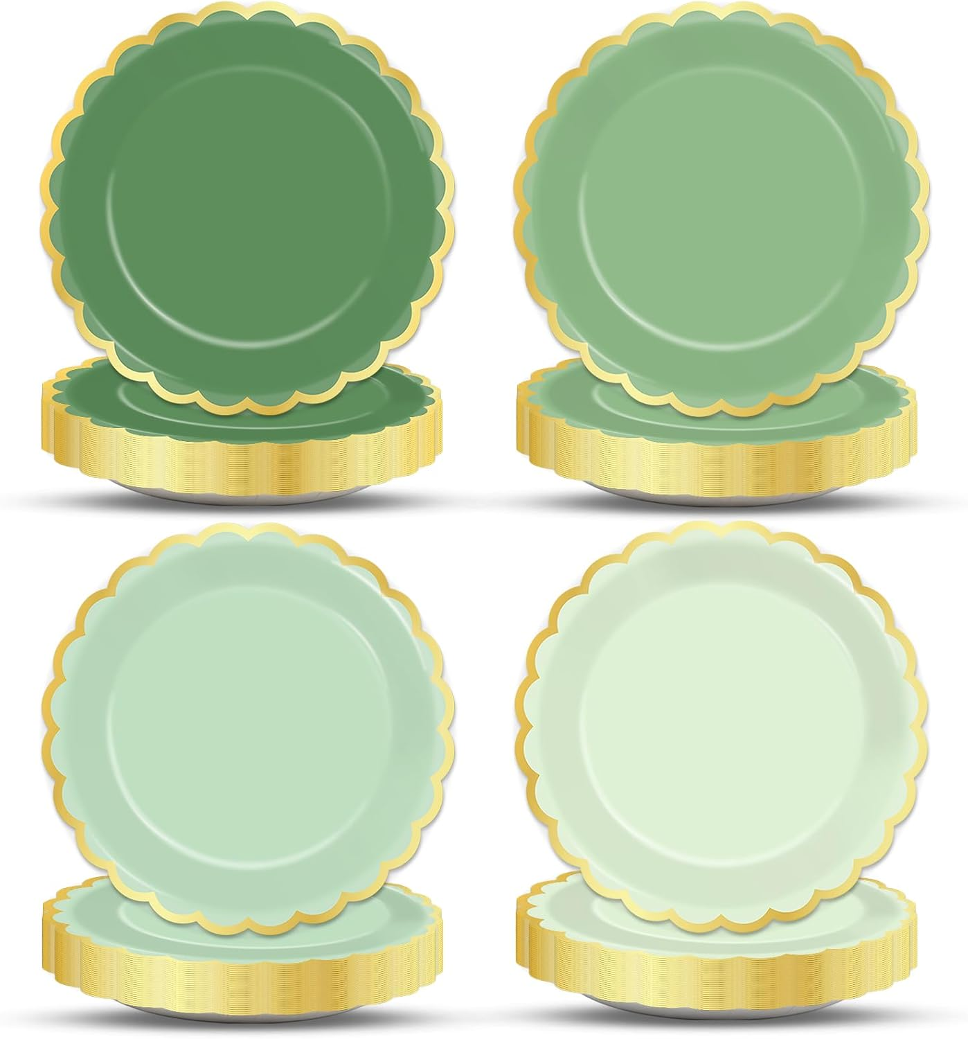 Wiooffen 48Pcs Pink Scalloped Paper Plates 9Inch Pink Gold Foil Border Plates Disposable Gradient Pink Tableware Set Hot Pink Dinner Dessert Plates for Wedding Bridal Baby Shower Birthday Supplies