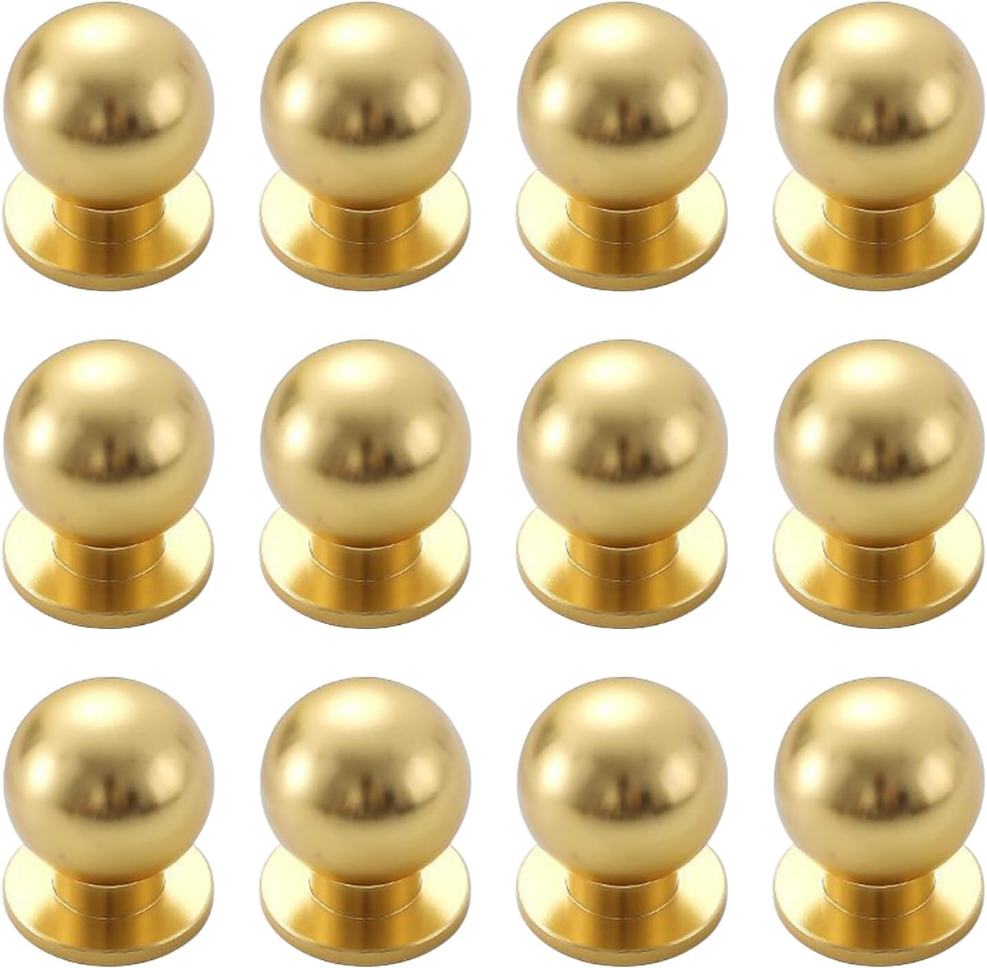 Ymaiss 12 Packs Brushed Gold Cabinet Knobs round Kitchen Dresser Knobs Drawer Pull Handles Single Hole Knobs Hardware for Drawer Dresser Cupboard Wardrobe image number 4