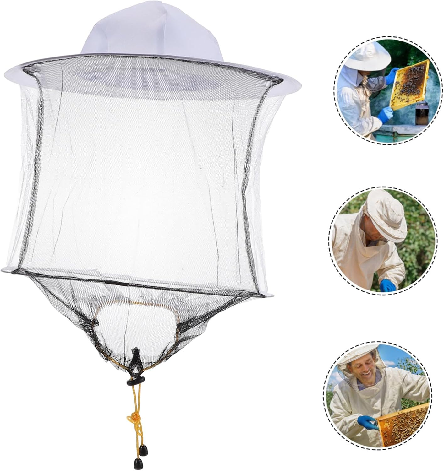 2Pcs White Beekeeper Hat with Fine Mesh Veil Protection Elasticated Neck Outdoor Bee Keeping Supplies for Fishing Hiking Camping image number 5