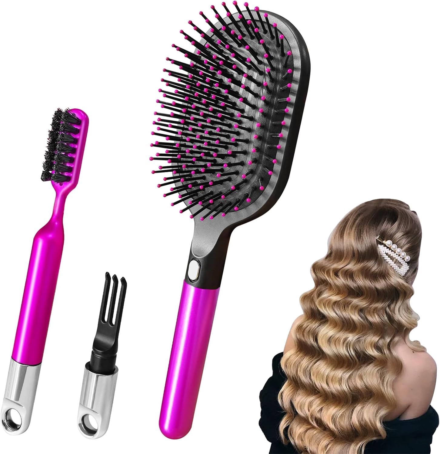 Yeelan Hair Brush without Pulling, Curl Defining Brush, Curl Brush for Massaging the Scalp, Detangler Brush with Cleaning Brush, Wet Brush for Dry and Wet, Hair Brush for All Hair Types image number 1