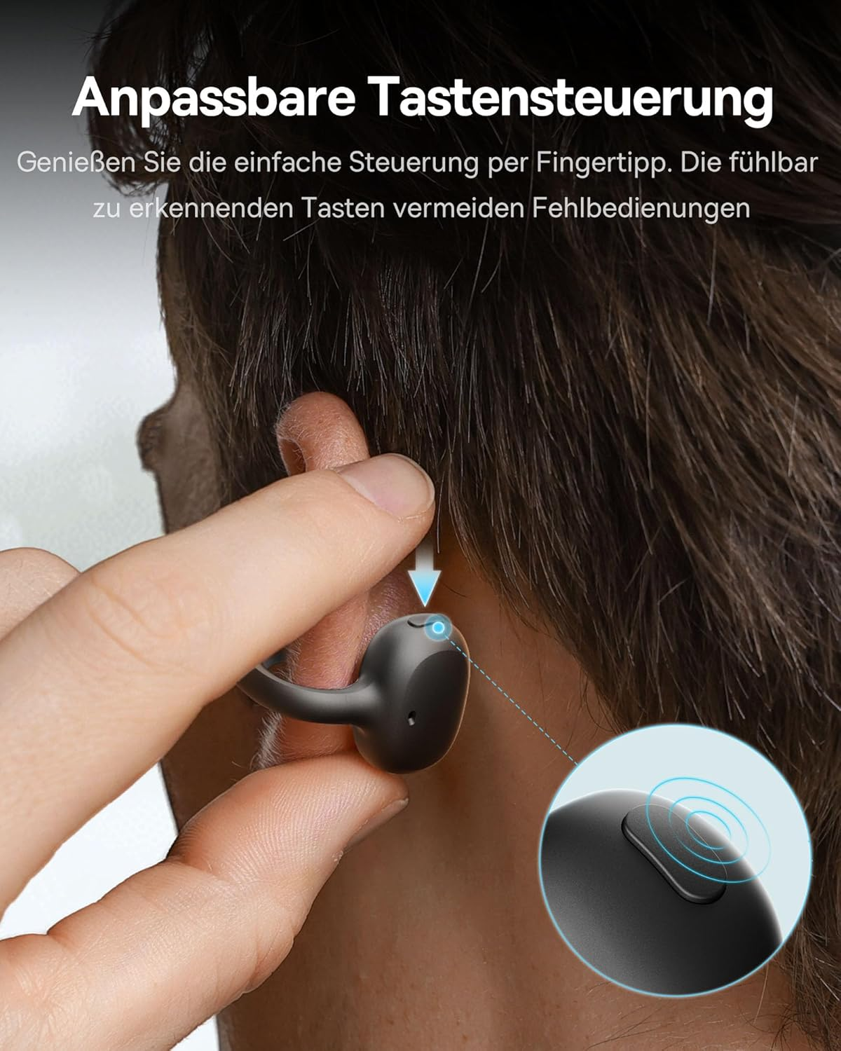 Baseus Bowie MC1 Open Ear Headphones, Ear Clip with Impressive Sound, Adaptive Bass Enhancement, Bluetooth 5.4, Noise Cancelling for Calls, IP57, 40H Battery, 5.2G Buds - Interstellar Black image number 4