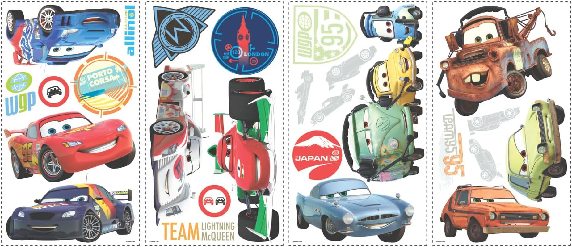 Roommates Disney Cars 2 Peel and Stick Wall Decal, Multicolour image number 1