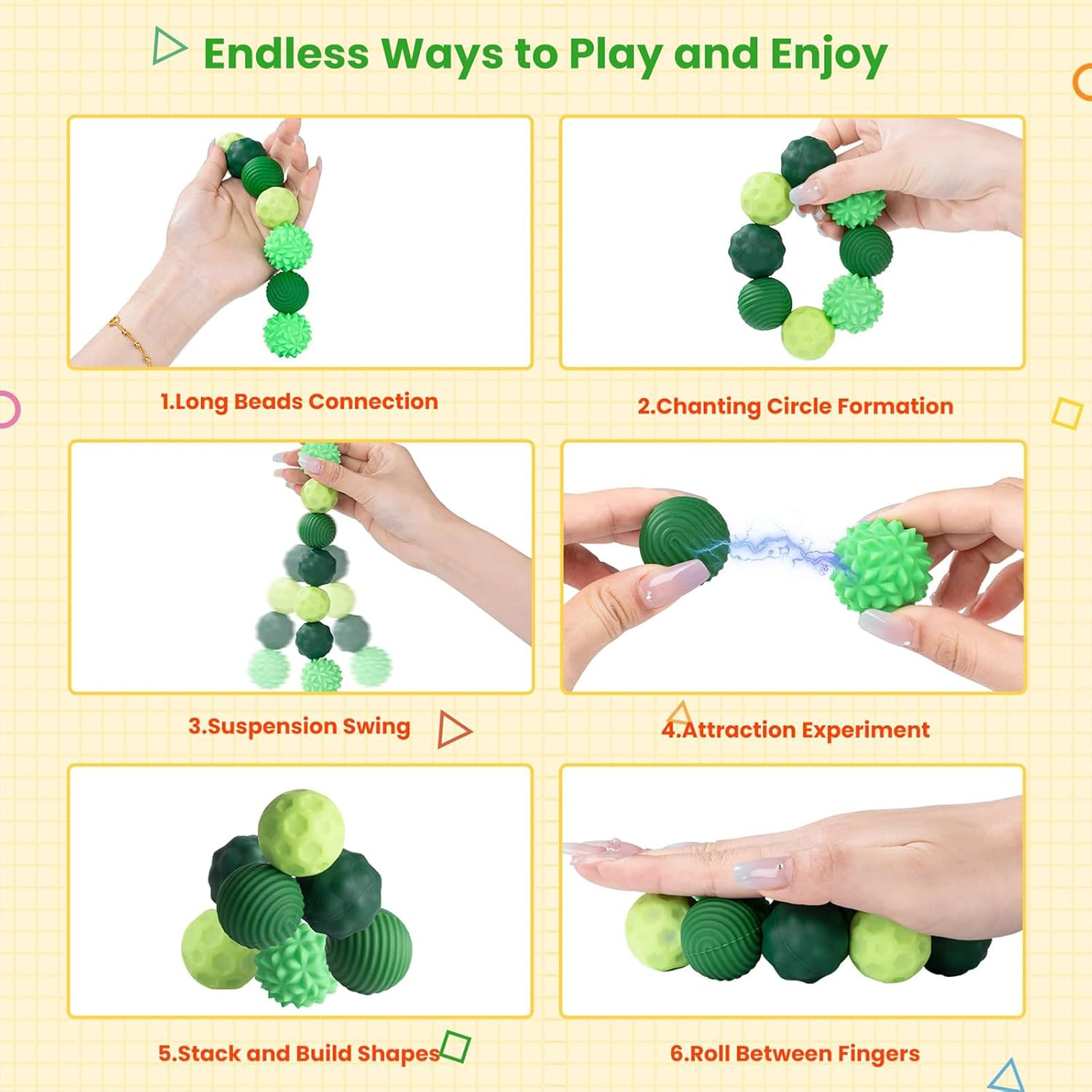 Silicone Magnetic Balls Fidget Toys for Adults & Teens, 8PCS Stress Relief Sensory Toys for Autism ADHD Anxiety, Fun Textures Gadgets, Office Desk Toy, Stocking Stuffers for Women Men Teen Gift, Large - Black image number 4