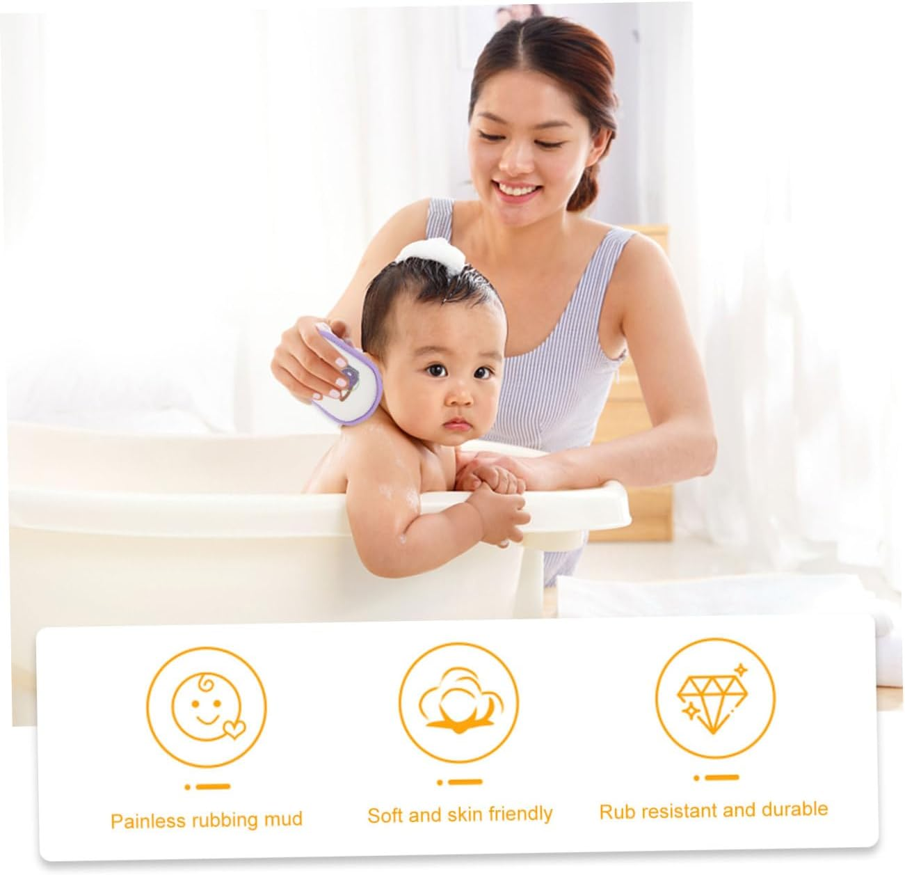 Hohopeti 3Pcs Shower Scrubber Set with Cartoon Bath Sponges, Bath Brush for Newborns, Soft Colorful Bathing Accessories for Gentle Skin Cleaning image number 2