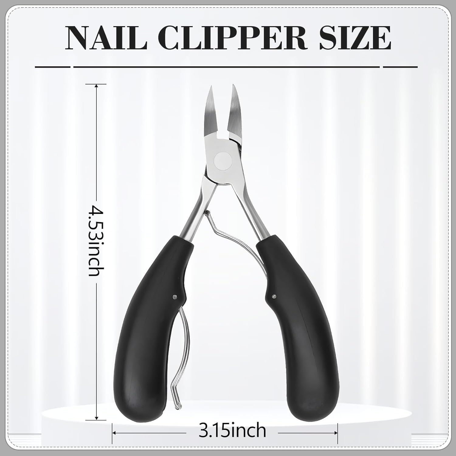 Cuticle Trimmer for Thick & Ingrown Nails - Stainless Steel Pedicure Tool with Sharp Curved Blade - Ingrown Toenail Treatment for Men, Women, Seniors - Podiatrist-Recommended Foot Care Kit（Black）