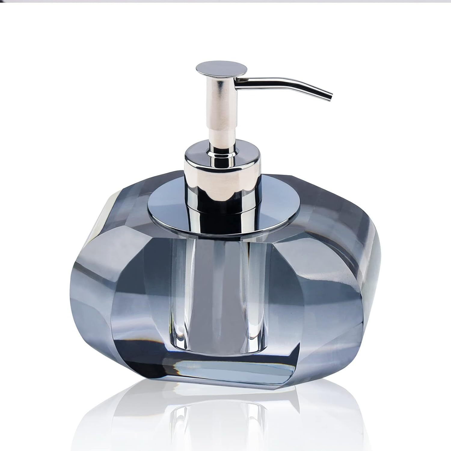 Woration Crystal Glass Hand Soap Dispenser Bathroom Modern Luxurious Decorative Lotion Dispenser Rust Proof Stainless Steel Pump for Home Kitchen Hotel Club Ornaments image number 1