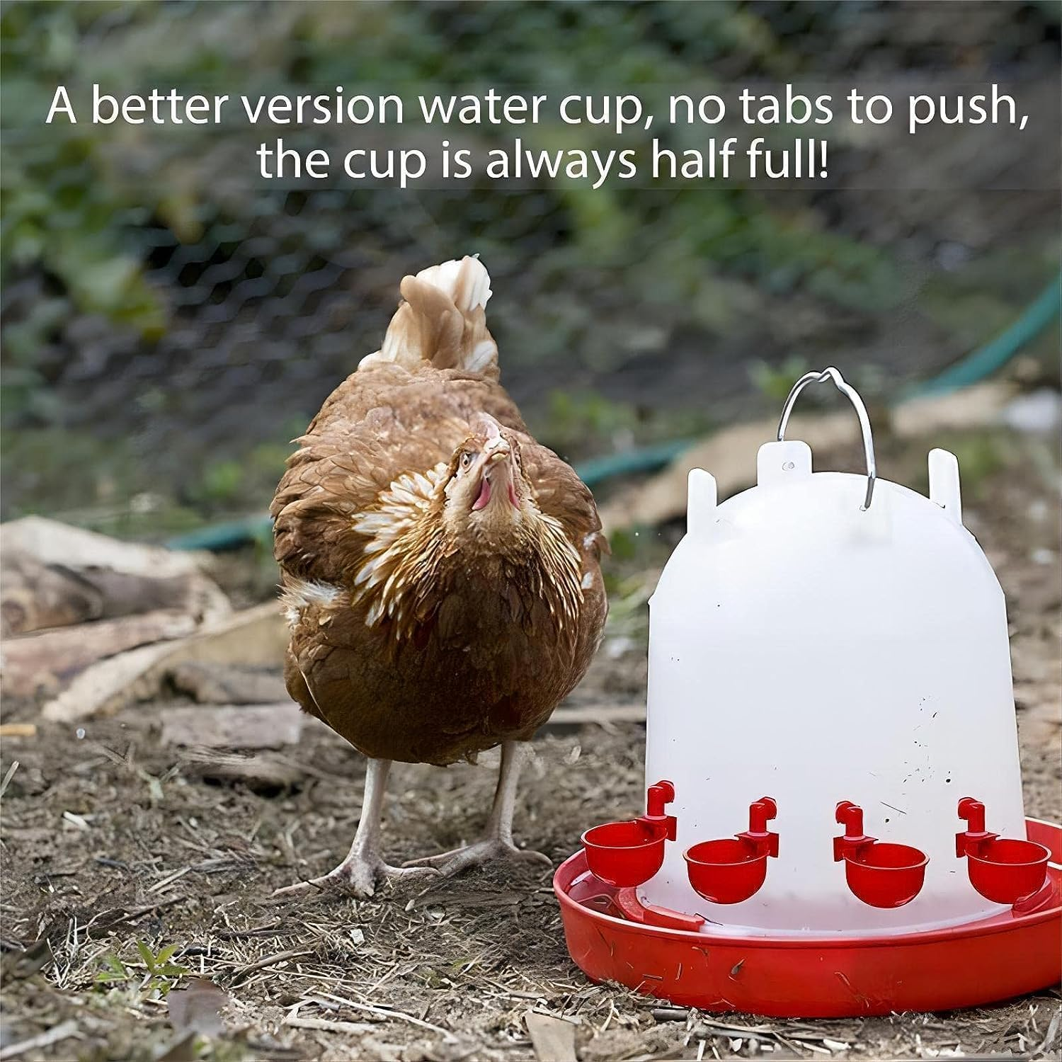 [12 Pack] Chicken Water Cups with PVC Tee, Automatic Waterer Kit for Poultry, DIY Water Feeder for Chicken Duck Quail Turkey, Chicken Water Nipples,Red image number 4