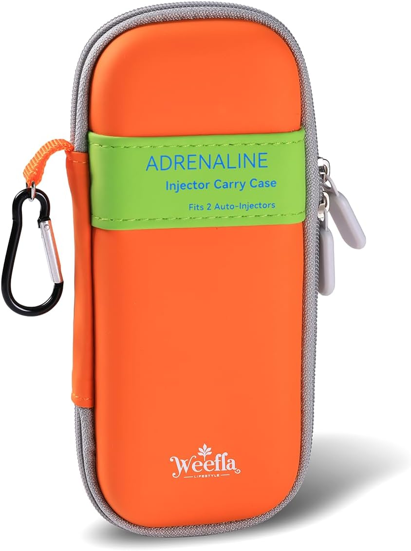 Weefla Empty Hard-Shell Carry Case for Epipen, Ultra Slim Holder for 2 Epi Pen Auto-Injectors, High-Visibility, Splash Resistant, Compact Travel Size for First Responder & Allergy Sufferer (YL)
