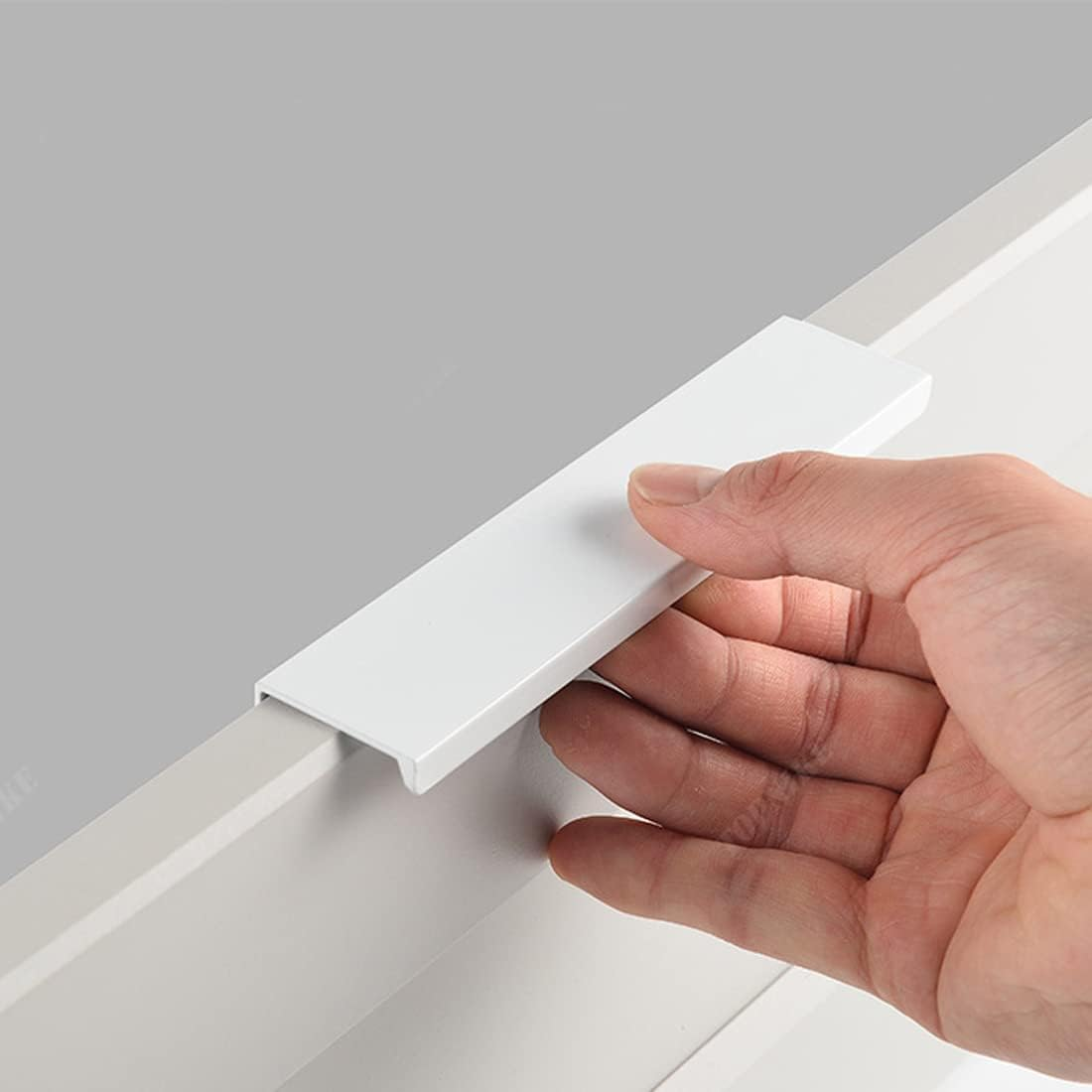 BOOLSFMAM Pack of 6 Concealed Cupboard Handles, Kitchen Handles, Door Handles, Drawer Handles, Furniture, Pure White for Wardrobe, Bedroom, Bathroom image number 2