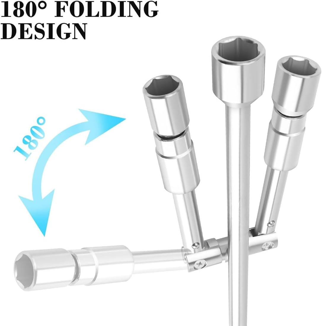 AIMALL Foldable Tire Wrench Set Carbon Steel for Car, SUV, Truck, Auto Repair Tool Kit