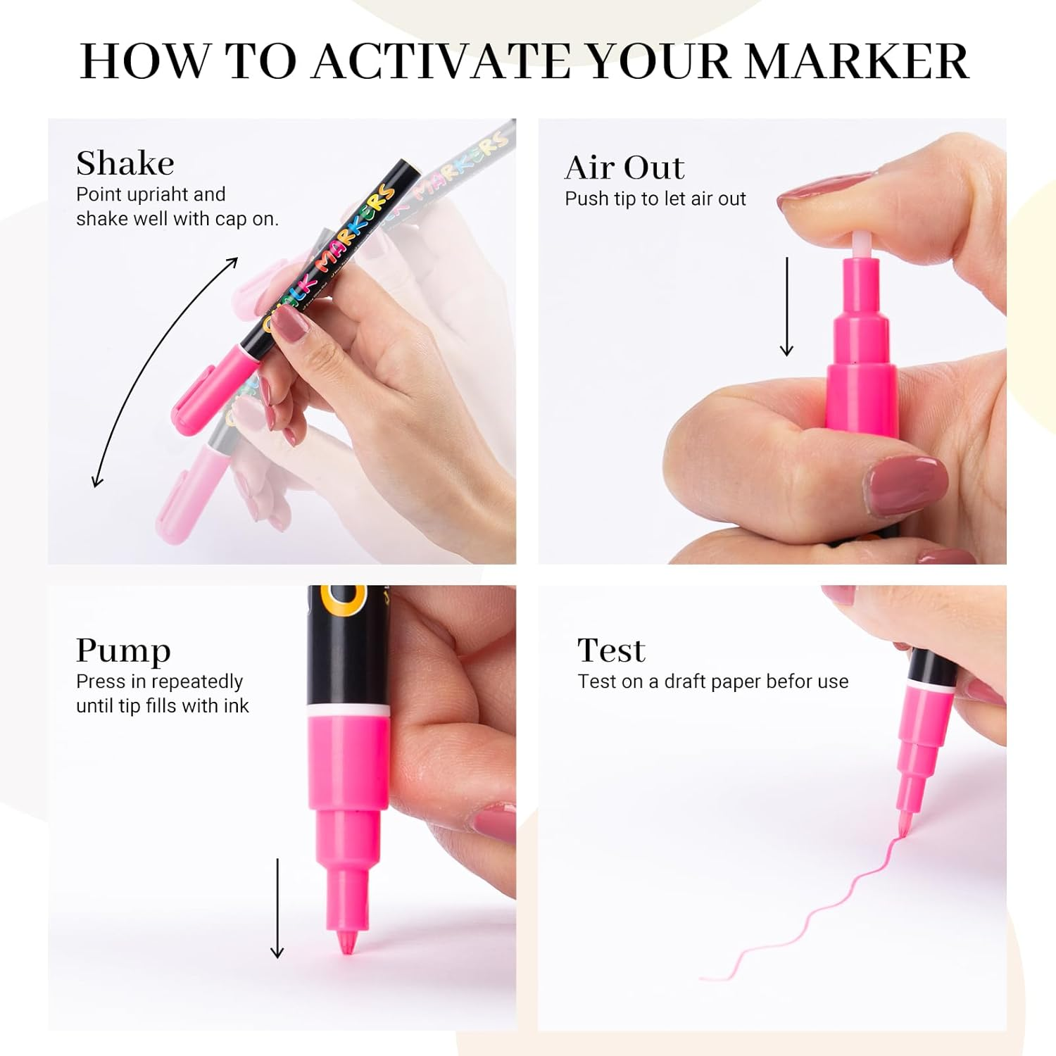 JR.WHITE Liquid Chalk Markers - Erasable 1Mm Fine Tip Chalk Pens, Whiteboard, Glass & Chalkboard Markers, Wet Erase for School, Restaurant, Fridge Calendar, Signs image number 3