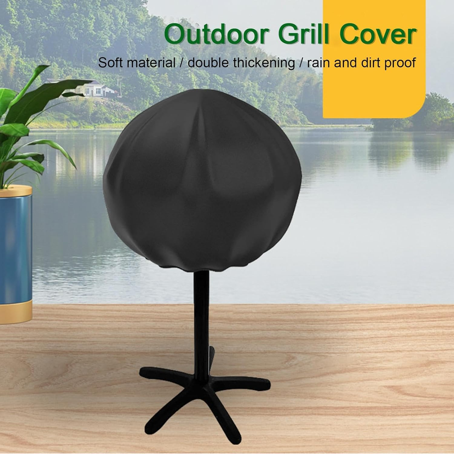 Grill Cover Fits George Foreman - Small BBQ Grill Cover for Indoor Outdoor Grill | All Weather Resistant Small round Grill Cover, Outdoor Rain and Dust Cover for Charcoal Ele image number 3