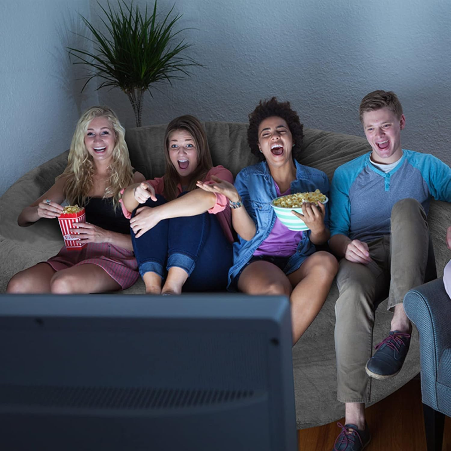 Bean Bag Chair Cover without Filler, Big round Soft Fluffy PV Velvet Washable Bean Bag Lazy Sofa Bed Cover for Adults,Living Room Bedroom Furniture Outside,180X65Cm, Black - Black image number 3