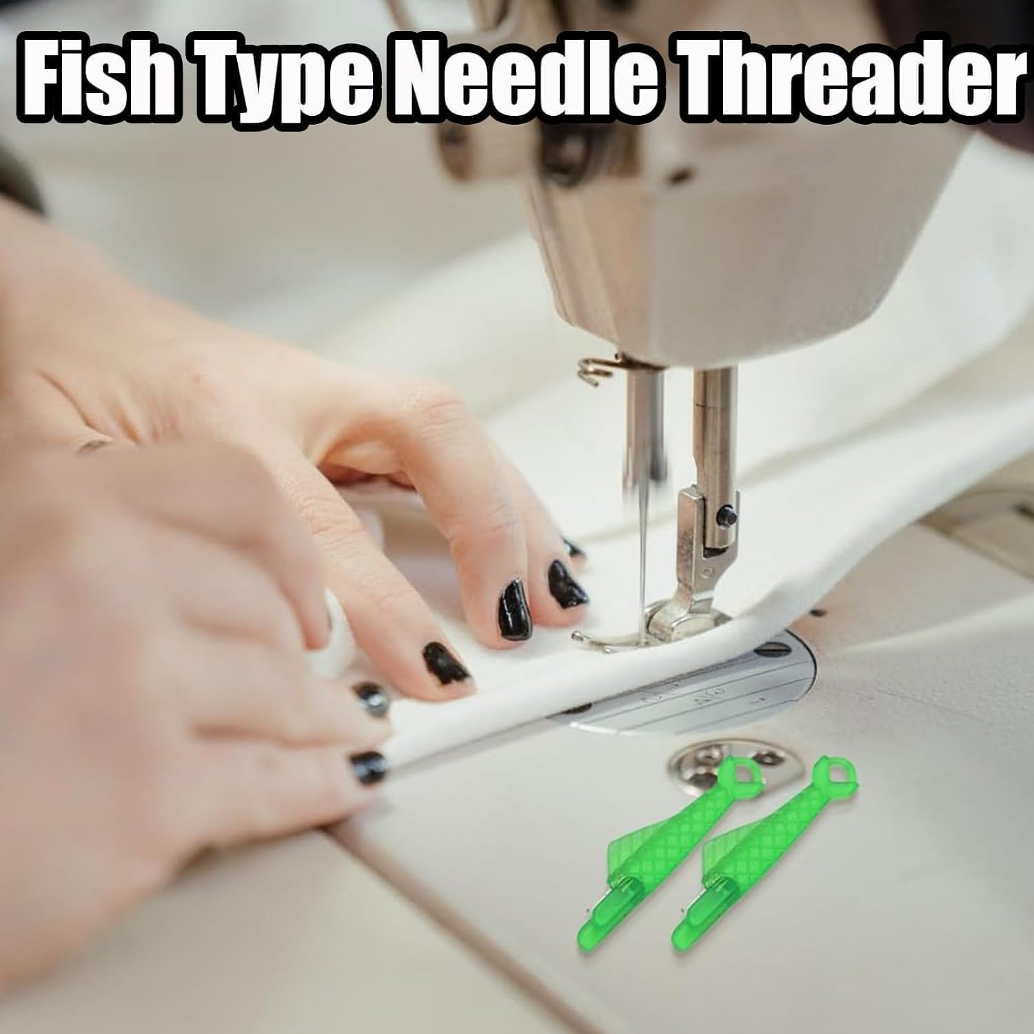20Pcs Mini Fish Mouth Sewing Machine Needle Threaders, Automatic Sewing Needle Threader, Simple Needle Threader Tool,Quick Sewing Machine Cycle Simple Needle Threader Tool (Green) image number 5