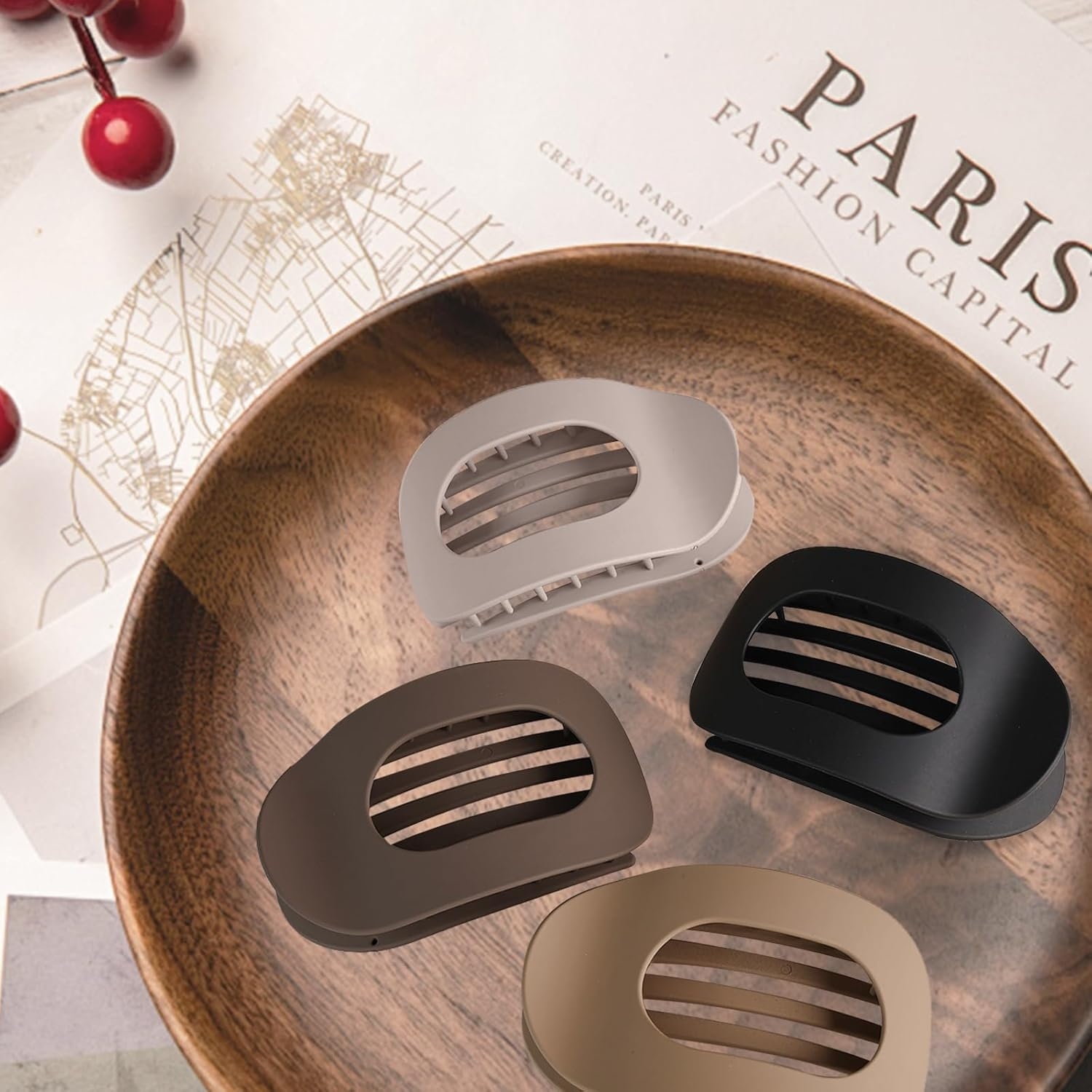 Tenalucy Set of 4 Hair Clips, Matte Hair Clips, Women'S Hair Claw Clips, Non-Slip Hair Clips for Women, French Hair Clips Set, Strong Hold, Plastic, French, Double Row Teeth (4 Colours)