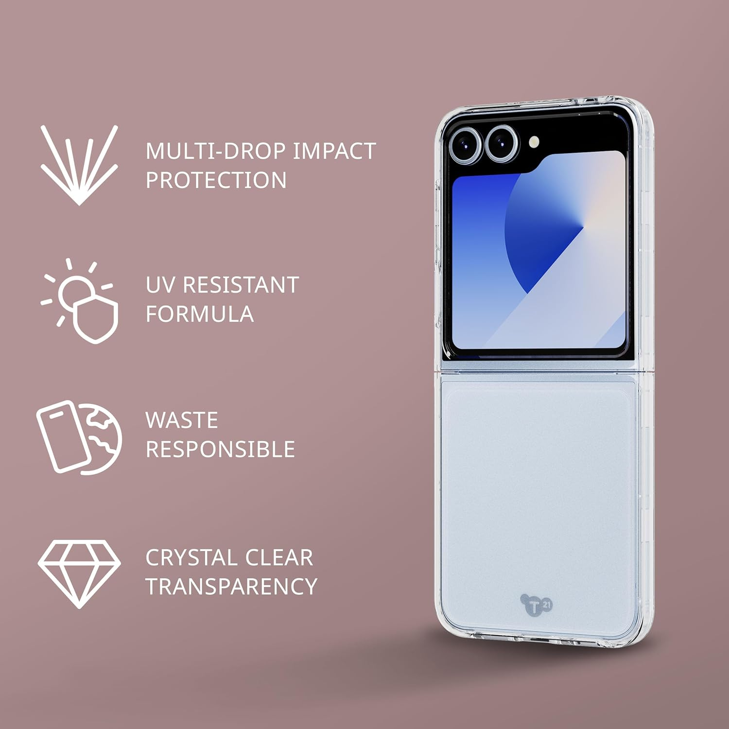 Tech21 Evoclear Case for Samsung Galaxy Z Flip6 - Impact Protectoin -Anti-Yellowing - Scratch-Resistant Shockproof Protection Cover Case &ndash; Clear image number 4