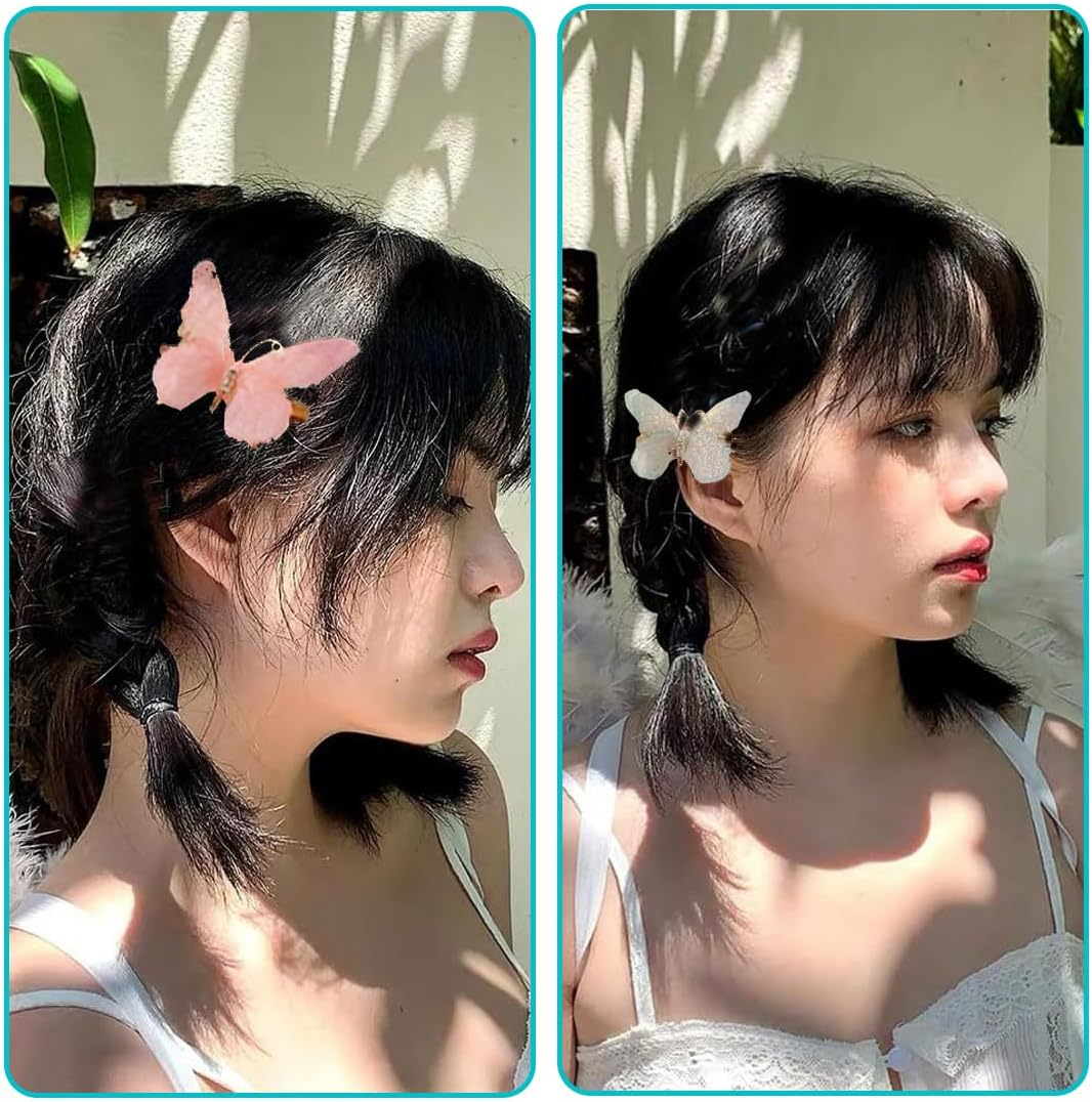 OUDQFCJ Butterfly Hair Clips, 6 Pieces, Hair Clips, Girls, Hair Accessories, Butterfly Hair Clips, Glitter Snap Hair Clips for Teenagers, Women, Hair Accessories image number 4