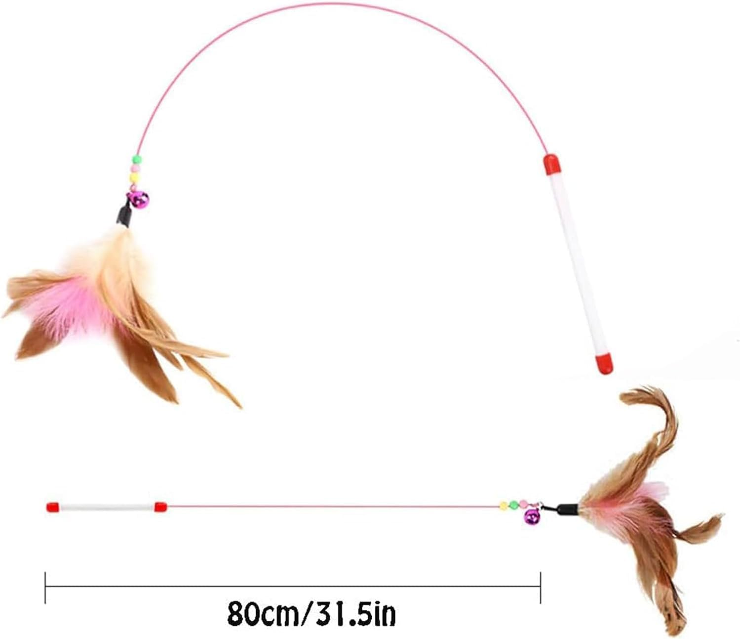 Linyongc Cat Feather Wand, 2Pcs Cat Feather Interactive Toys, Cat Feather Teaser Wand with Bell, Cat Wand Interactive Cat Toy image number 4