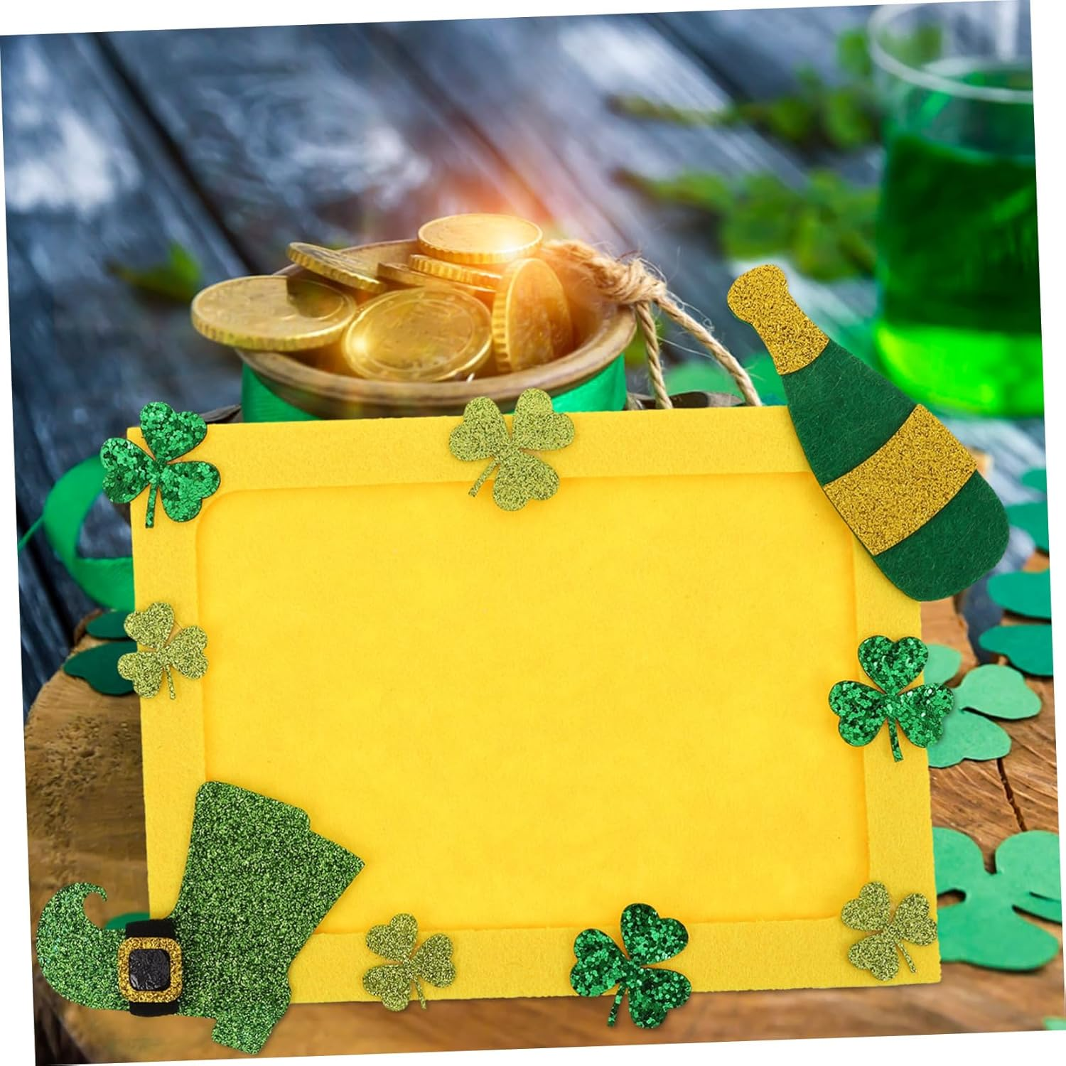 Yardwe Green Shamrock DIY Photo Frame for Patrick'S Day Non Woven Craft Project Unfinished Decorative Picture Frame Versatile Home Office Decor for Festive Celebrations image number 5