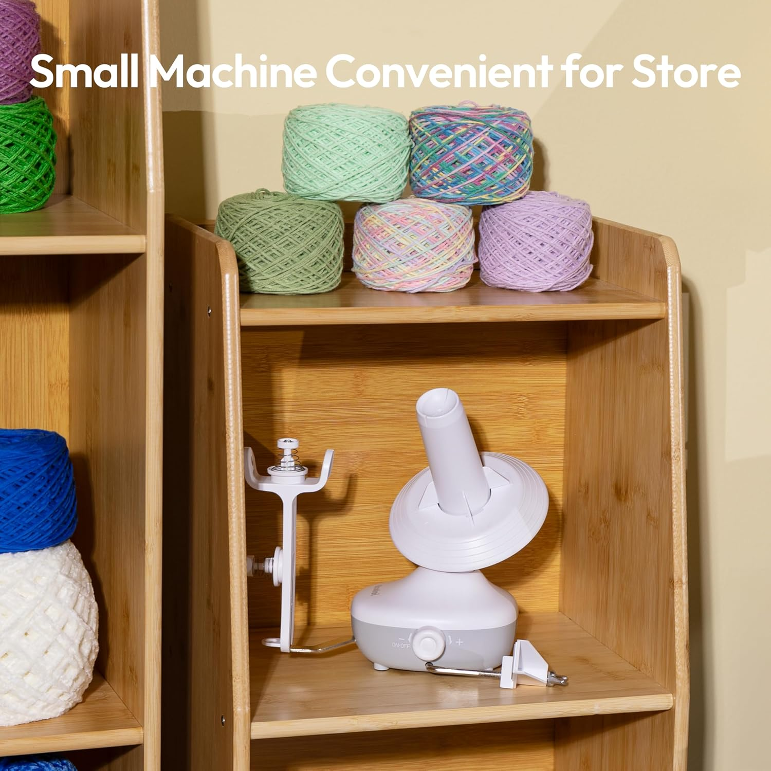 Etcokei Electric Yarn Ball Winder for Crocheting, Strong Tension Stepless Speed Make Compact Cake, Automatic Yarn Spinner Wool Roller, Ideal Helper for Knitting Lovers - White image number 2