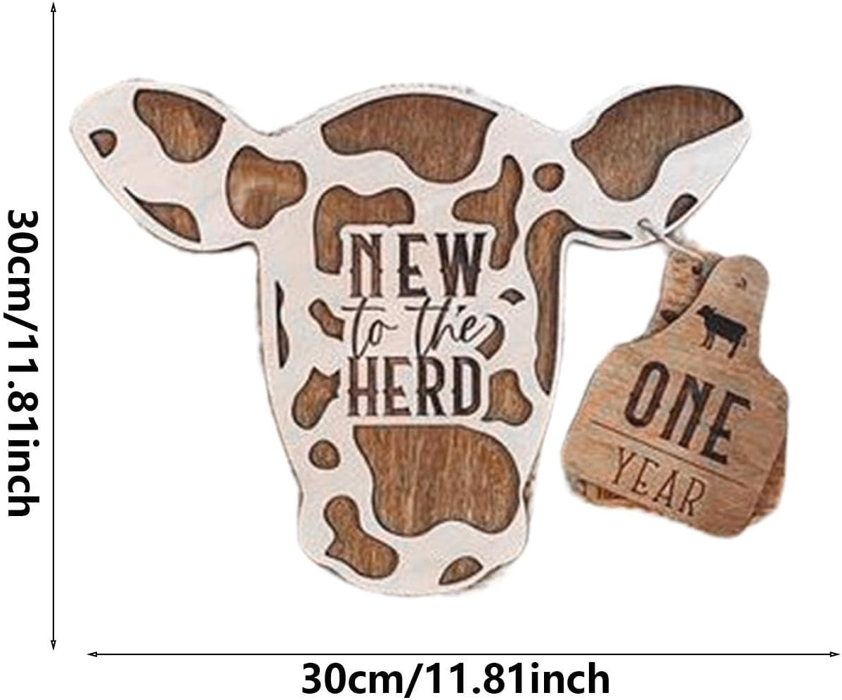 Mbiyhgta Highland Livestock Milestone Marker | Monthly Milestones for Toddlers Wood with CUET Label - 13 Pieces of Rustic Wood Herd image number 3