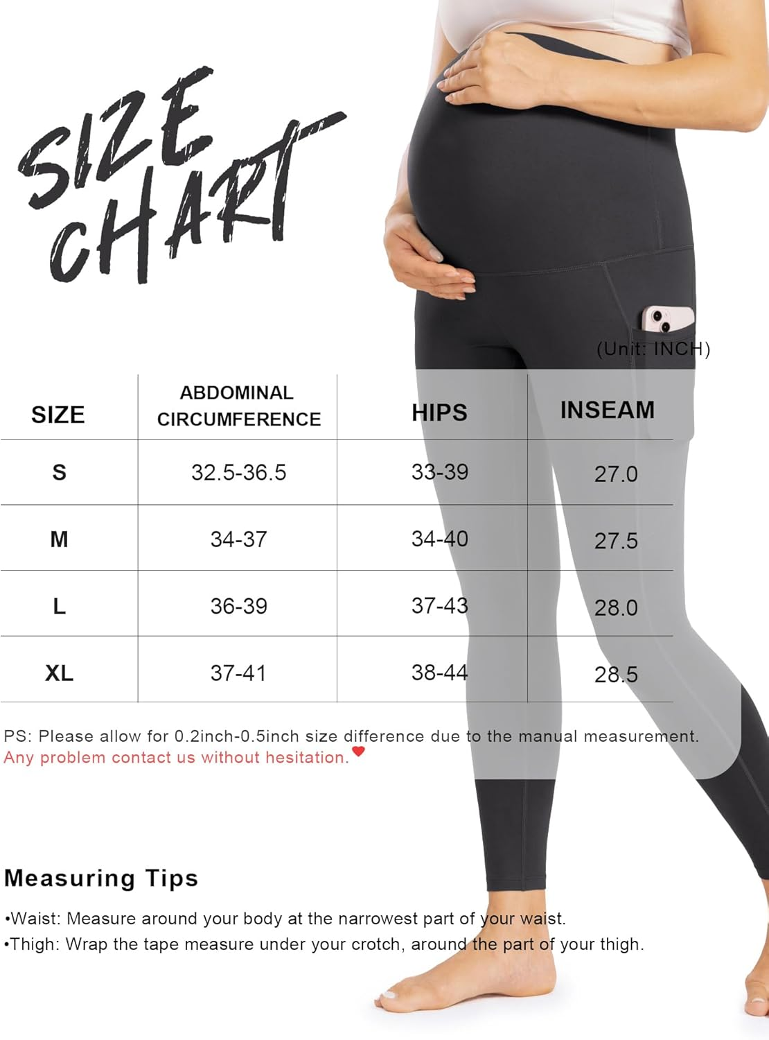 Enerful Women'S Maternity Leggings over the Belly with Pockets Pregnancy Pants Active Wear Workout Yoga Tights image number 4
