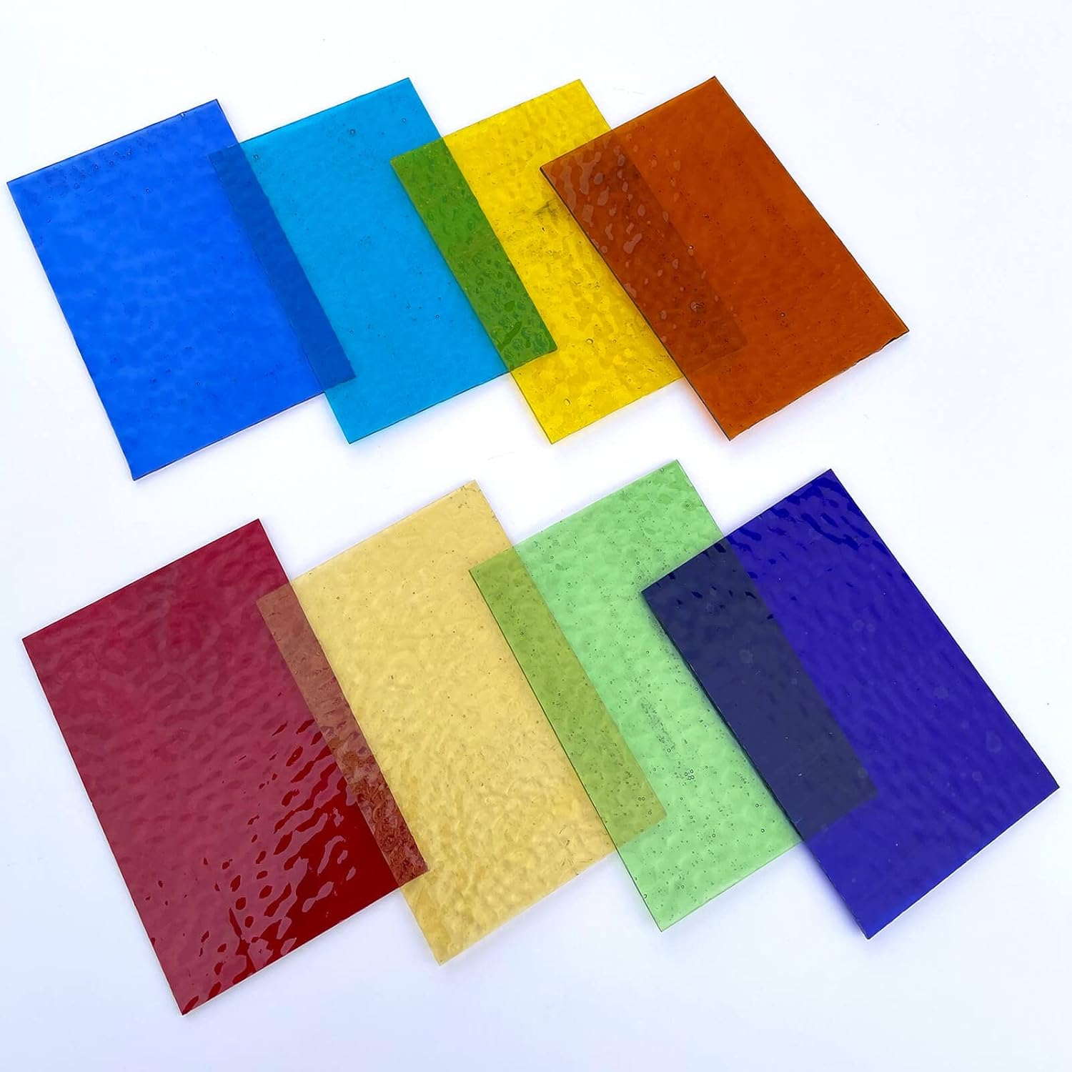 LITMIND 8 Sheets of Stained Glass Sheets, 4X6 Inch Glass Mosaics Tiles for Crafts, Ripple Cathedral Textures Art Large Stain Glass Sheets for Stained Glass Projects (Translucent) image number 1