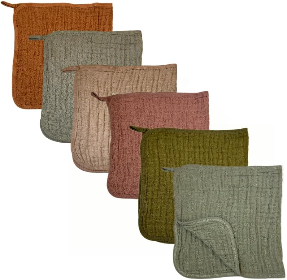 Muslin Burp Cloths 19.6X 11.8In, Pack of 6 - Large,Ultra Absorbent 100% Cotton for Baby Drool and Messes - Soft, Safe & Gentle Baby Burp Cloths for Boys & Girls - Multi (​​Dreamy Baby Towel Array​)