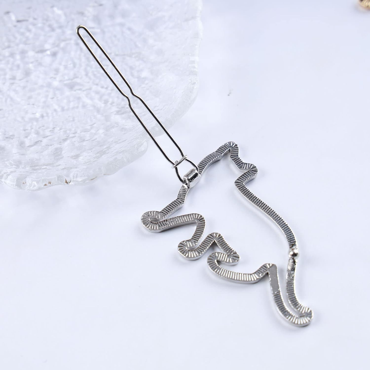 Iaceble Cat Hairclip Barrette Silver Animal Hairpins Clip Hollow Cat Side Clip Hairpin Minimalist Metal Hair Clips Decorative Hair Accessories for Women and Girls Headdress