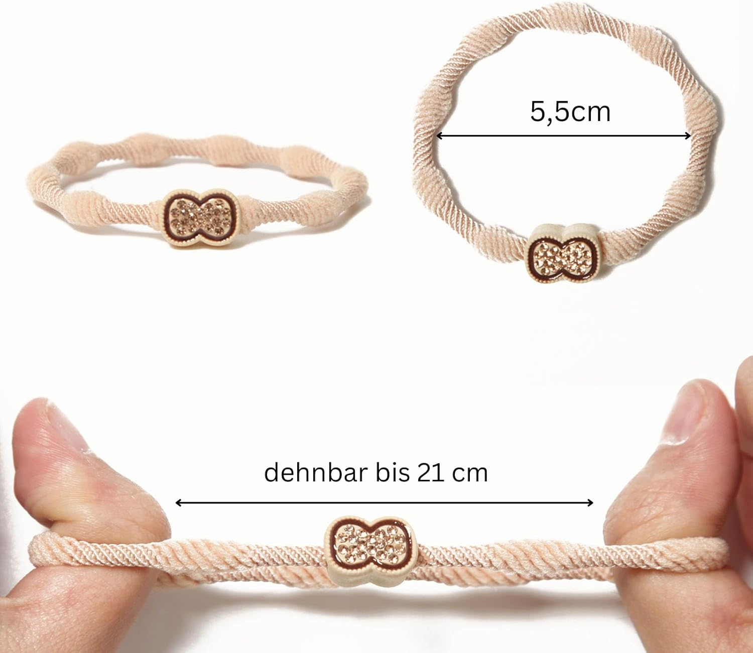 Lavema Hair Bobbles with Diamond, Pack of 20 in 5 Colours, Hair Bands for Girls and Women, 5.5 Cm, Elegant, Comfortable for Everyday Use image number 5