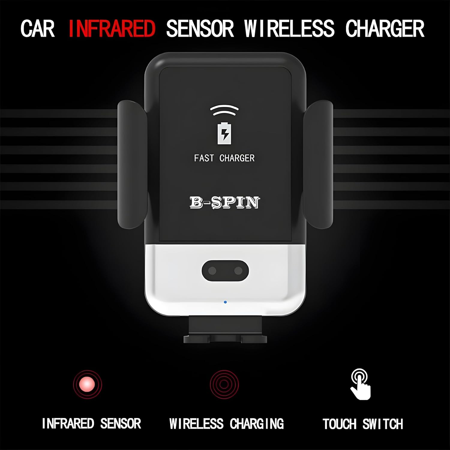 Automatic Clamping Car Holder Compatible for Fast Phone Wireless Charging (Air Vent, Dash Board & Windscreen) Strong Mounting 15 Watt with 360 Degree Rotation image number 2