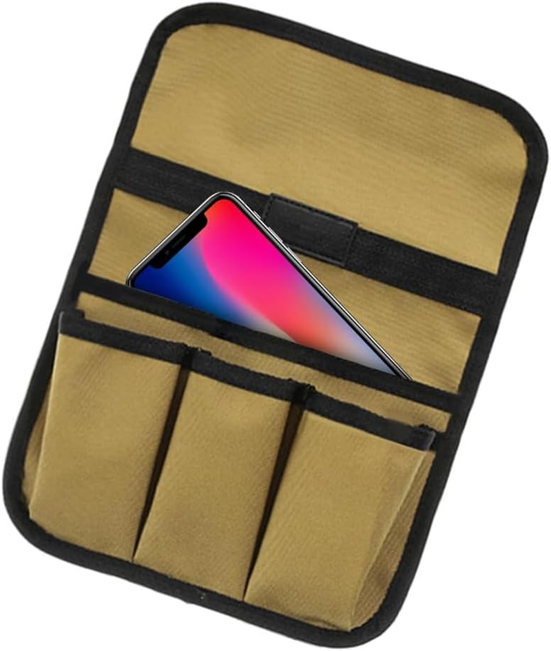 Granmagazz Double-Layer Camp Chair Side Pocket Storage Bag, 4 Pockets, Khaki, Unisex image number 3