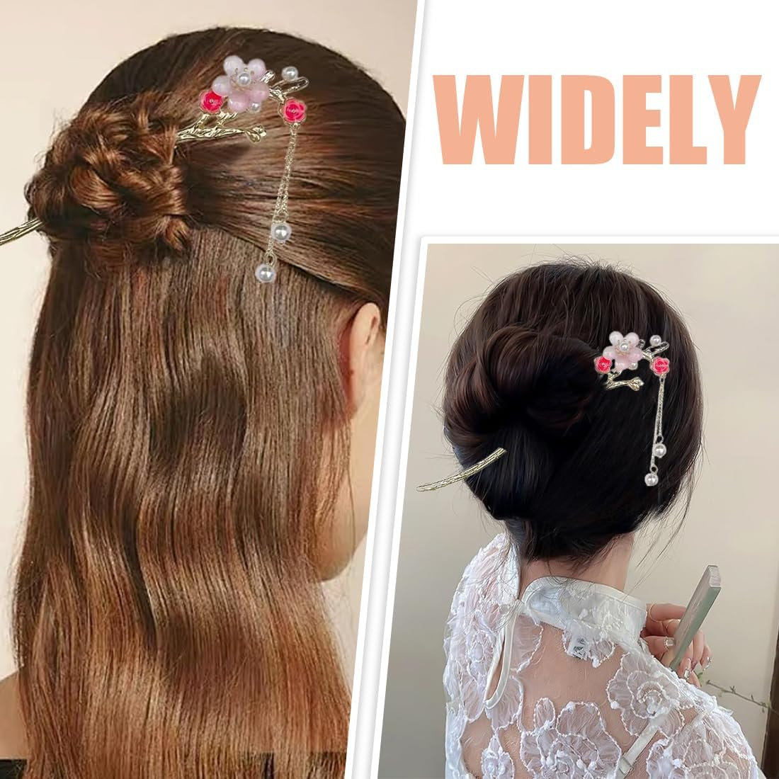 Pack of 2 Vintage Hair Sticks, Chinese Style Women'S Hair Sticks, Elegant, for Solid Hairstyle, Hair Decorative