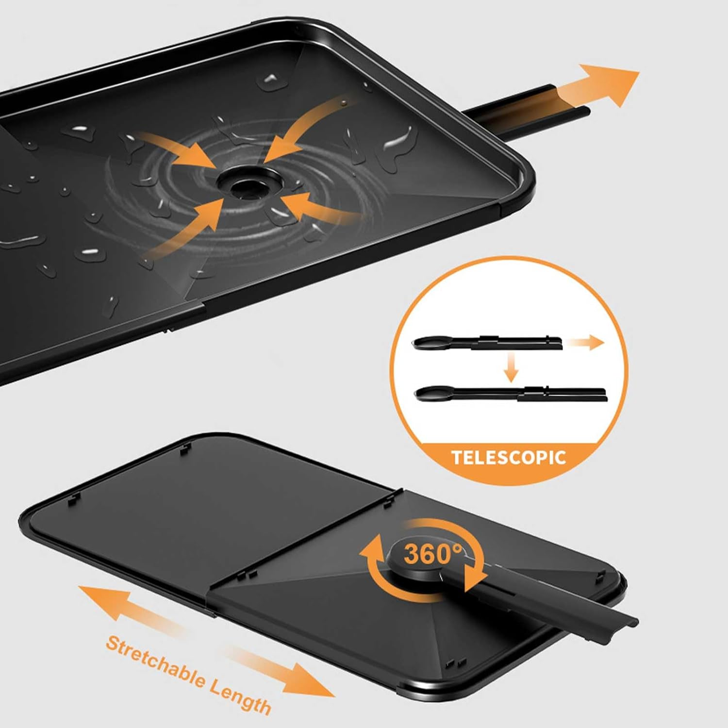 Stusgo Sink Metal Dish Drying Rack Kitchen Dish Rack, Dish Racks 360&deg; Rotating Scalable Drainer Board，Foldable Sink Dish Rack,Dish Drainers for Kitchen Counter Free Drainer Rack (Black)