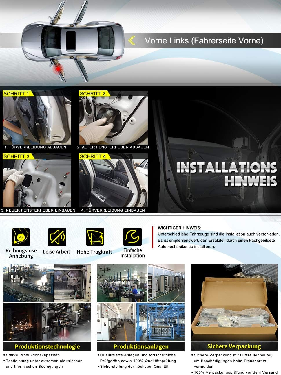 Frankberg Front Left Window Regulator Compatible with Polo 9N Hatchback 2 3-Door 2001-2009 6Q3837461 image number 2