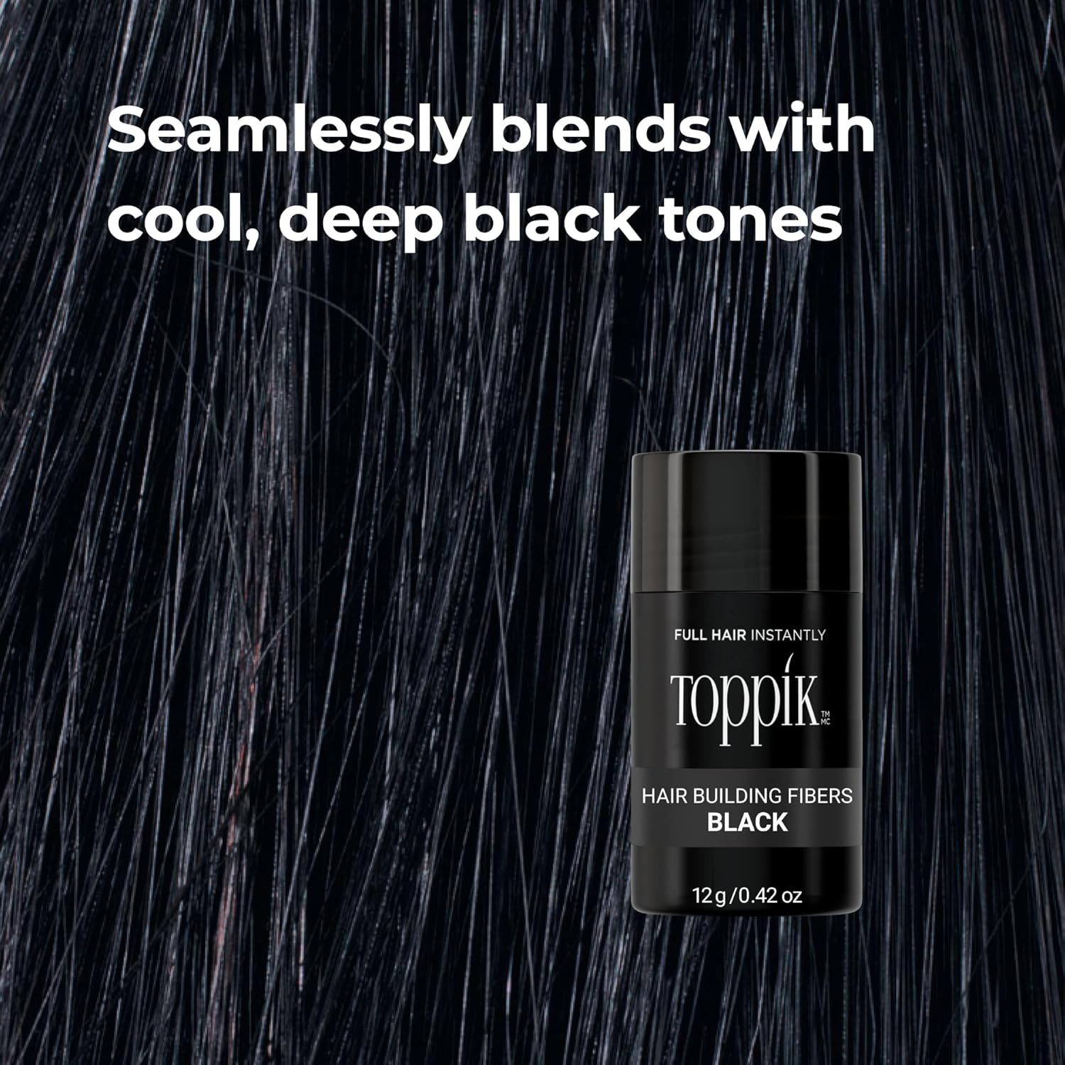 Toppik Hair Building Fibres Black, 55G - Thicker Fuller Look Instantly, Natural Keratin Protein, Wind Sweat & Rain Resistant, Easy to Apply, for Men & Women Who Are Thinning