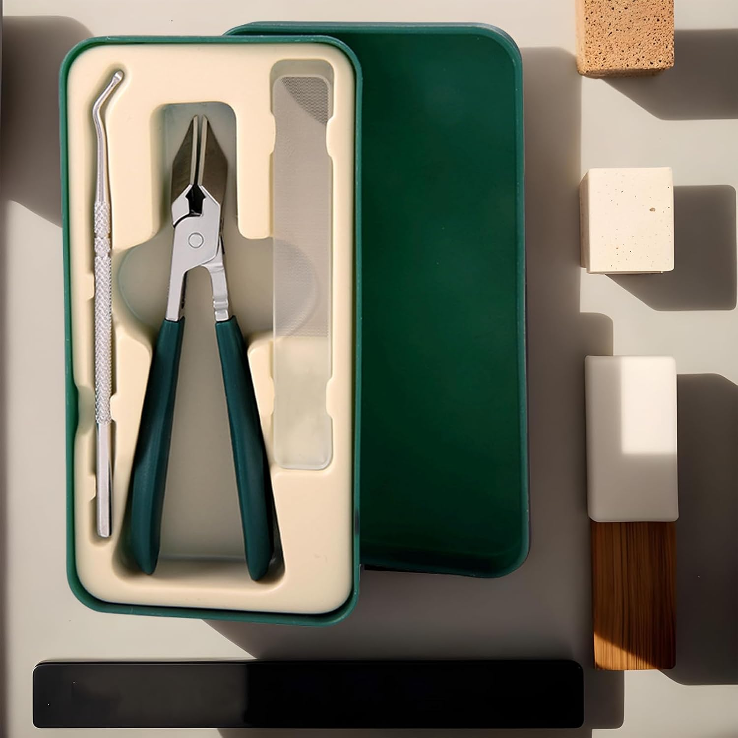 Angled Nail Clippers,Stainless Steel Fingernail Cutter - Portable Anti-Splash Non-Slip Wide Nail Clippers for Salon Home Women Travel Seniors Grooming Kids - Green image number 6