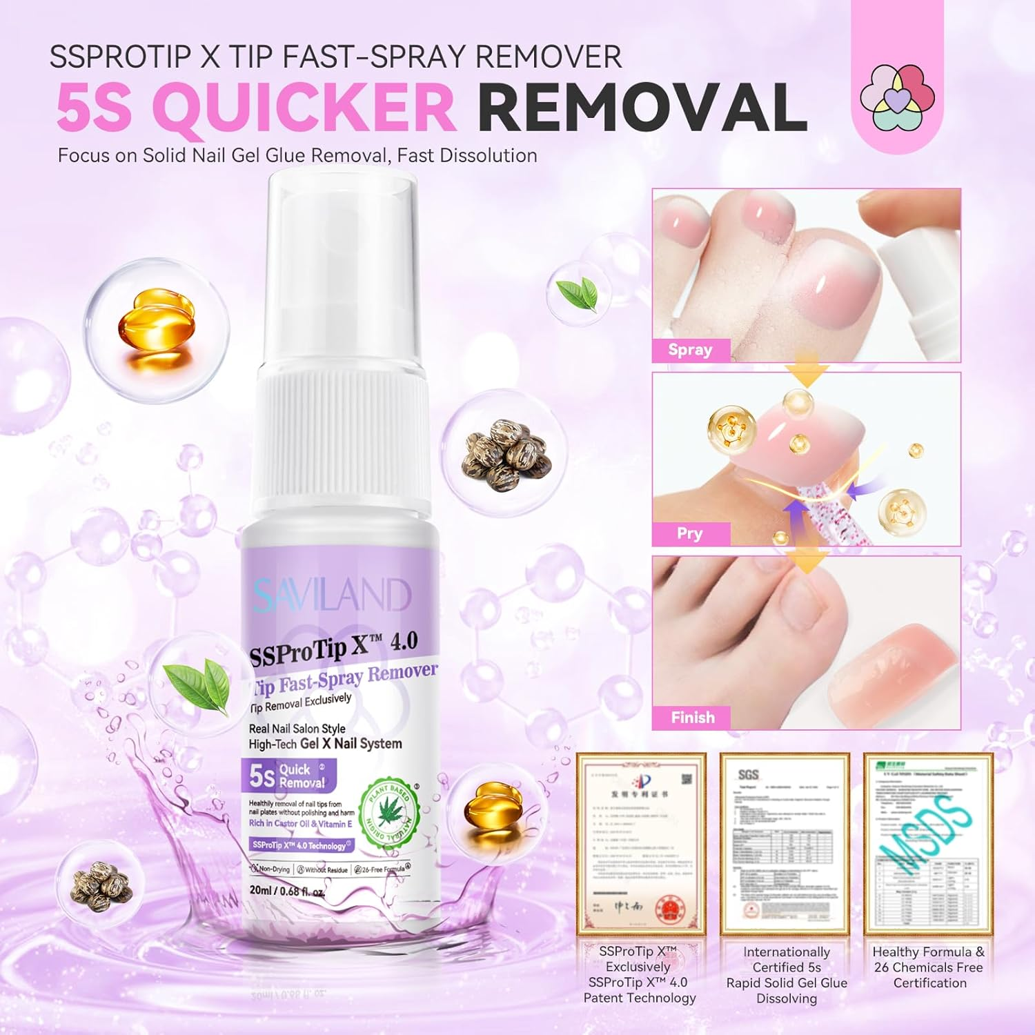 SAVILAND Toe Nail Press Ons Kit All-In-1: 216 PCS Ombre Press on Toenails Sturdy-Fit Pink White Toe Nail Press Ons Thicker Toe Nail Tips Solid Nail Glue Gel U V Lamp for Toe Nail Extensions 18 Sizes image number 4