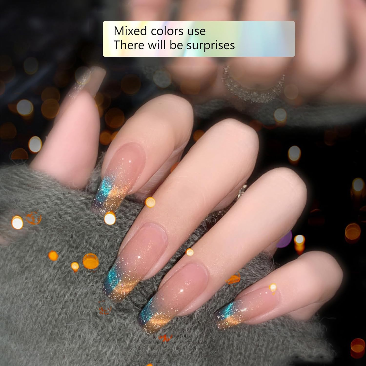 CHARM for YOU Cat Eye Gel Nail Polish, 9D Magnetic Cat Eye Gel Polish Set with Magnet Stick ,Crystal Holographic Effect ,Shiny Glitter Laser Cat Eye Polish 6Pcs for Home DIY Manicure Nail Salon (9D Dynamic Drill Cat Eye) image number 4