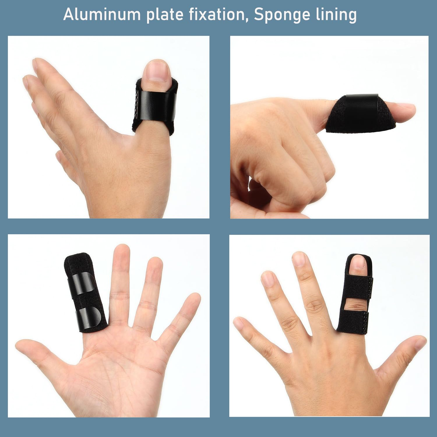 SILHOL 5Pcs Finger Splint, Mallet Finger Splint for Relief, Arthritis Finger Support, Strain or Broken Finger Splint for Thumb, Index, Middle, Ring and Little Fingers, with Aluminum Strip, (Black) image number 5