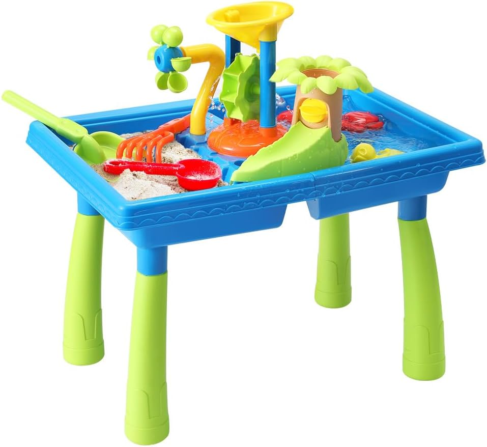 Keezi Kids Sand and Water Table Windmill Shovel Outdoor Sandpit Toys Beach Play image number 2