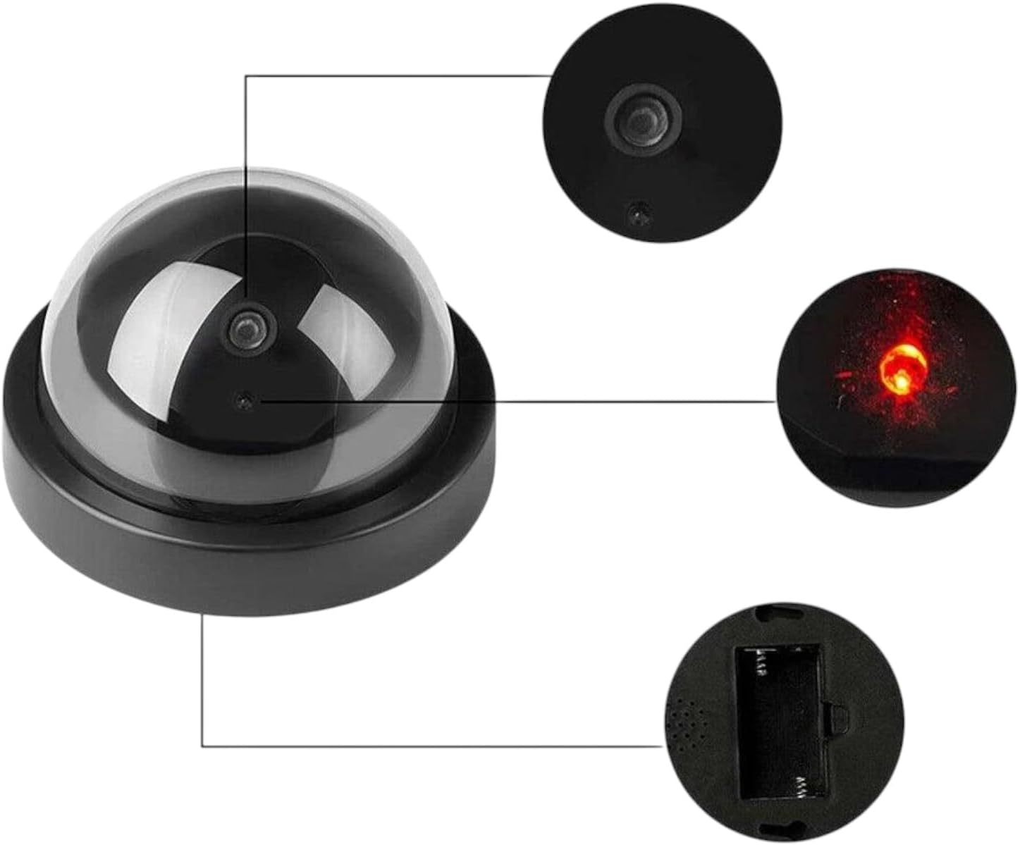 Dummy Dome Security Camera with Flashing Red LED Light Indoor Outdoor Use for Home Office Garage Easy Install Realistic Look Available in 1, 2 or 4 Pack (2) image number 2